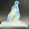 Art Deco Opalescent Glass Etling Figural Lamp Of A lady And Dog