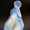 Art Deco Opalescent Glass Etling Figural Lamp Of A lady And Dog