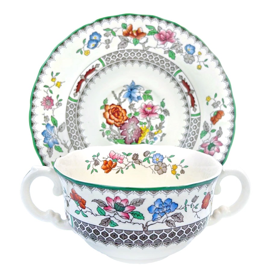 Copeland Spode Chinese Rose Soup Coupe and Saucer - Clyde on 4th