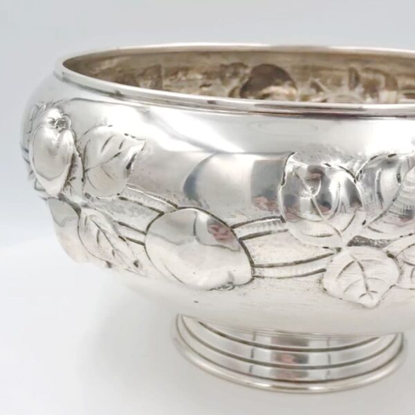 German-Silver-Rose-Bowl-830-Standard-3 German Silver Rose Bowl Heavy Roses In Relief 830 Standard