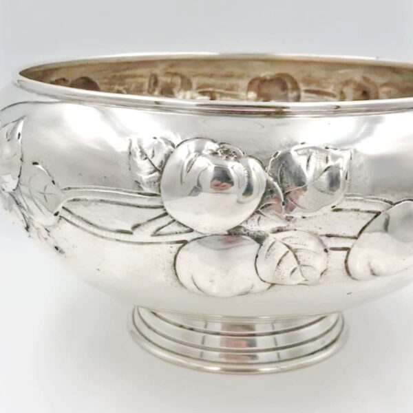 German-Silver-Rose-Bowl-830-Standard-4 German Silver Rose Bowl Heavy Roses In Relief 830 Standard