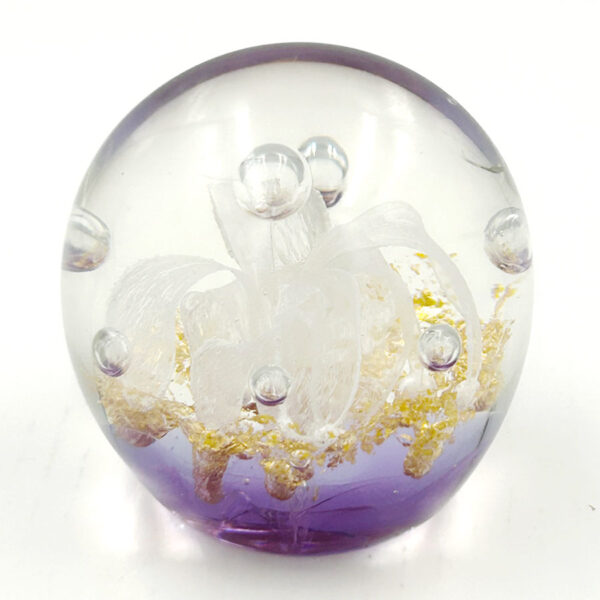 Murano Glass White Flower Paperweight 20th