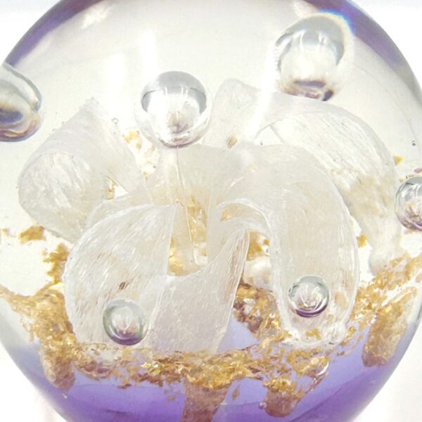Murano Glass White Flower Paperweight 20th