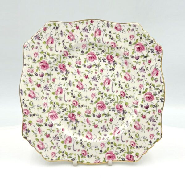 Royal-Winton-Pink-Cabbage-Rose-Chintz-Large-Cake-Plate-1 Royal Winton Pink Cabbage Rose Chintz Large Cake Plate