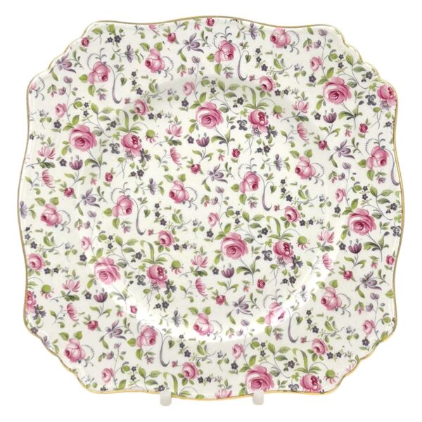 Royal-Winton-Pink-Cabbage-Rose-Chintz-Large-Cake-Plate Royal Winton Pink Cabbage Rose Chintz Large Cake Plate
