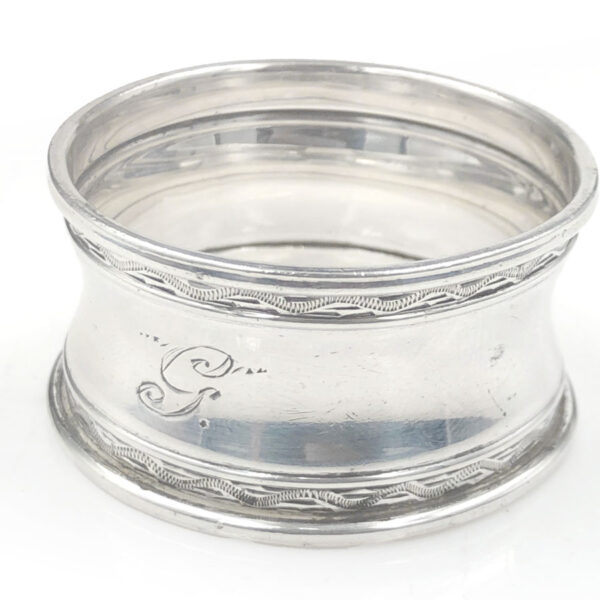 Sterling Silver Serviette Ring Monogramed  G