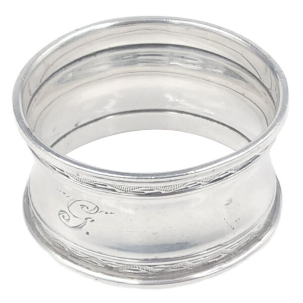 Sterling Silver Serviette Ring Monogramed  G