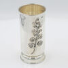 Sterling Silver Cylinder Vase Applied Leaf Motif