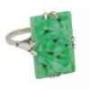 18ct White Gold Ring Set With Carved Jade