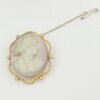 9ct Gold Coral  Cameo Carved Brooch Of A Lady