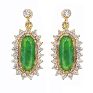 Jade And Diamond Earrings Set In 18 Carat Gold