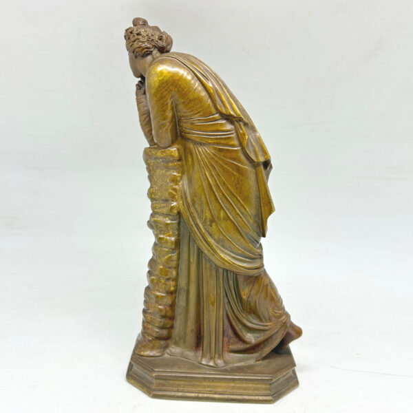 Late-19th-century-digital-bronze-of-a-lady-in-thought-signed-4 Late 19th Century Figural Bronze Of A Lady In Thought Signed
