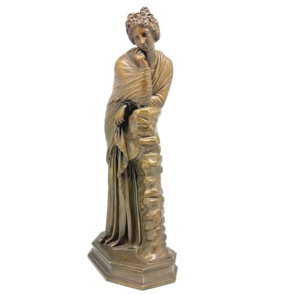 Late-19th-century-digital-bronze-of-a-lady-in-thought-signed Late 19th Century Figural Bronze Of A Lady In Thought Signed