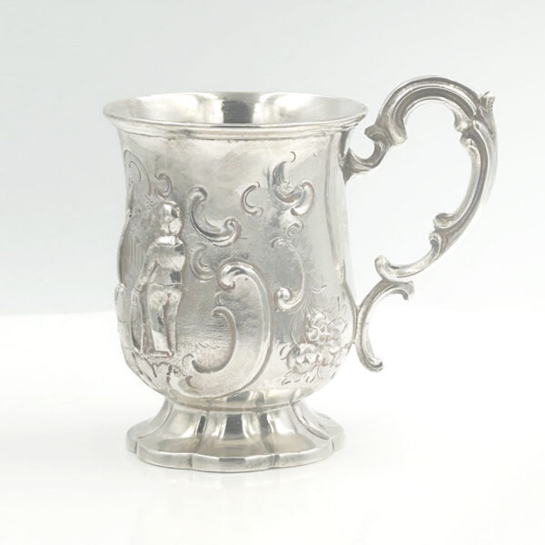 London 1858 Hallmarked Silver Christening Mug Henry Holland