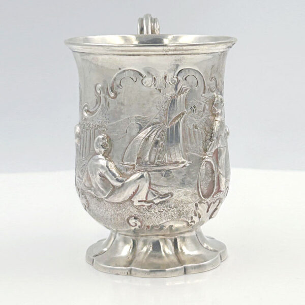 London 1858 Hallmarked Silver Christening Mug Henry Holland