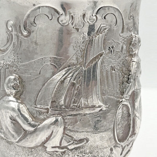 London 1858 Hallmarked Silver Christening Mug Henry Holland