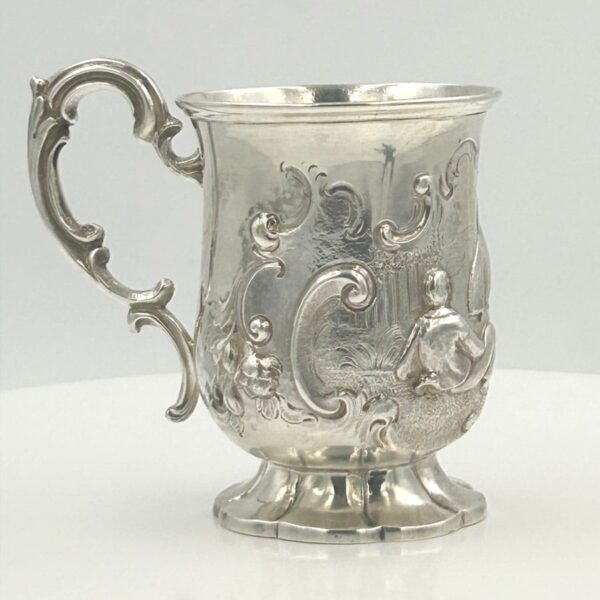 London 1858 Hallmarked Silver Christening Mug Henry Holland