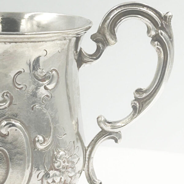London 1858 Hallmarked Silver Christening Mug Henry Holland