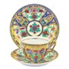 Noritake Japan Maruki Seal Gold Flowers and Birds Tea Trio