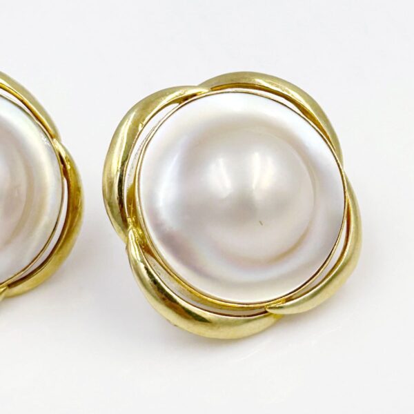 Pair 14ct Gold Mabé Pearl  Earrings