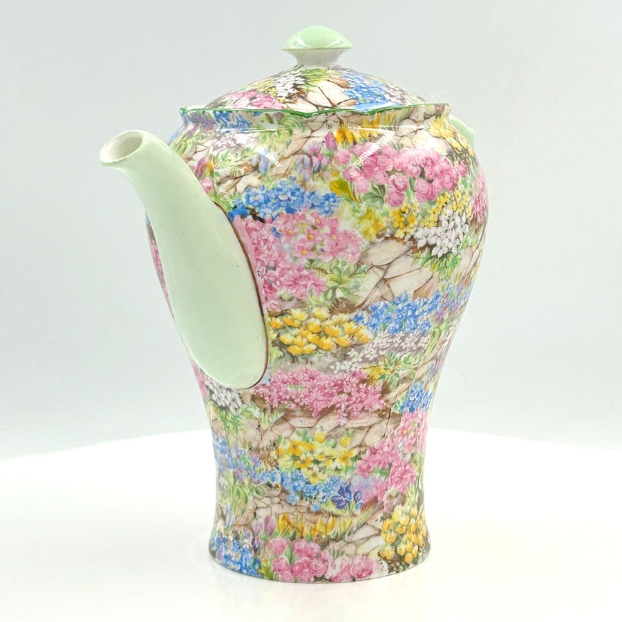 Shelley Rock Garden Coffee Pot Chintz - Clyde on 4th Antiques