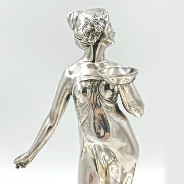 WMF Silvered Art Nouveau Maiden Card Tray C1910