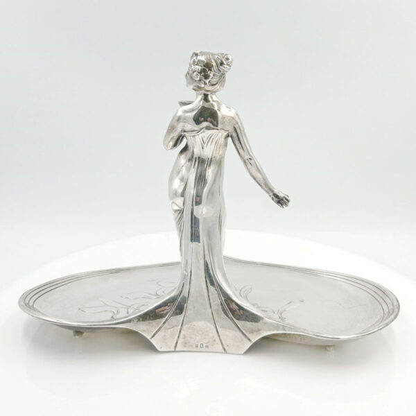 WMF Silvered Art Nouveau Maiden Card Tray C1910