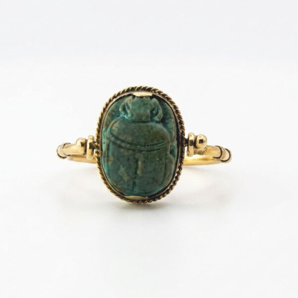 18ct Gold Victorian Egyptian Revival Swivel Scarab Ring
