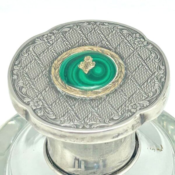 Hallmarked Silver Top Rock Crystal Perfume Bottle  C1920