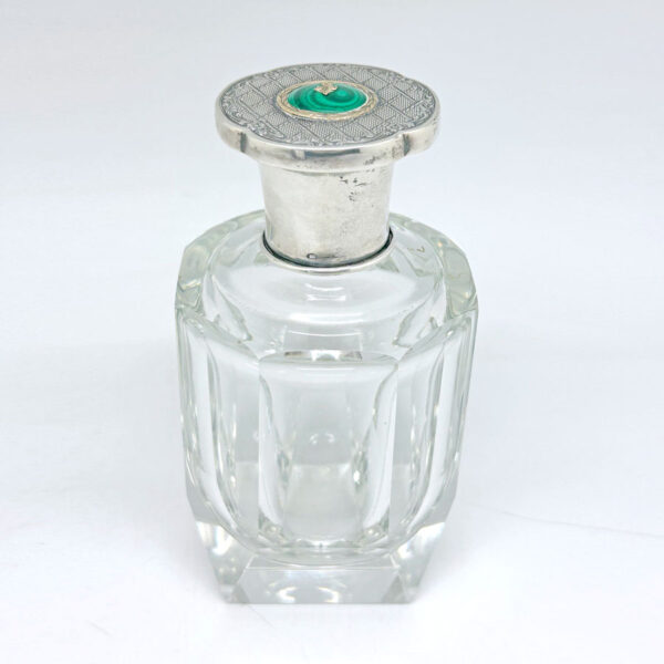 Hallmarked Silver Top Rock Crystal Perfume Bottle  C1920