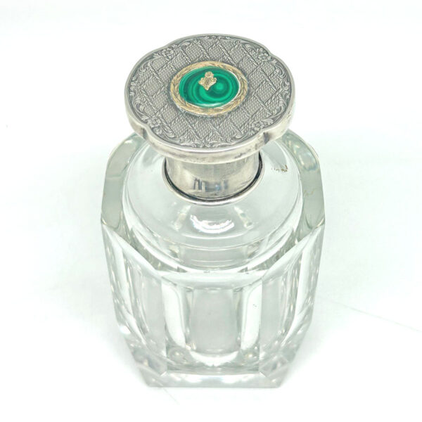Hallmarked Silver Top Rock Crystal Perfume Bottle  C1920