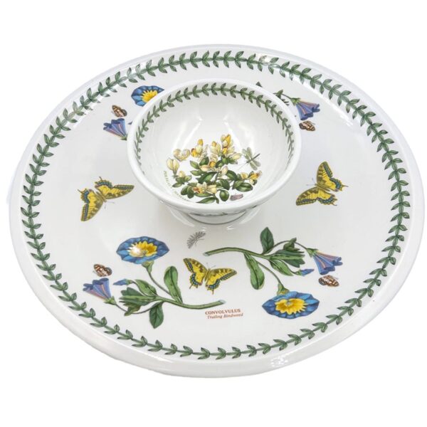Portmeirion Botanic Garden Snack Platter With Dip Bowl Trailing Bindweed