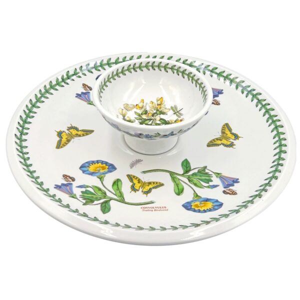 Portmeirion Botanic Garden Snack Platter With Dip Bowl Trailing Bindweed