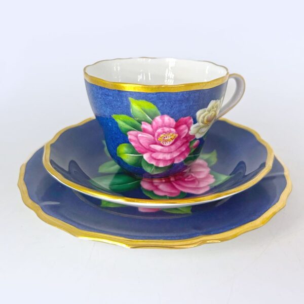 Spode Copeland Hand Painted Tea Trio Pink Herme