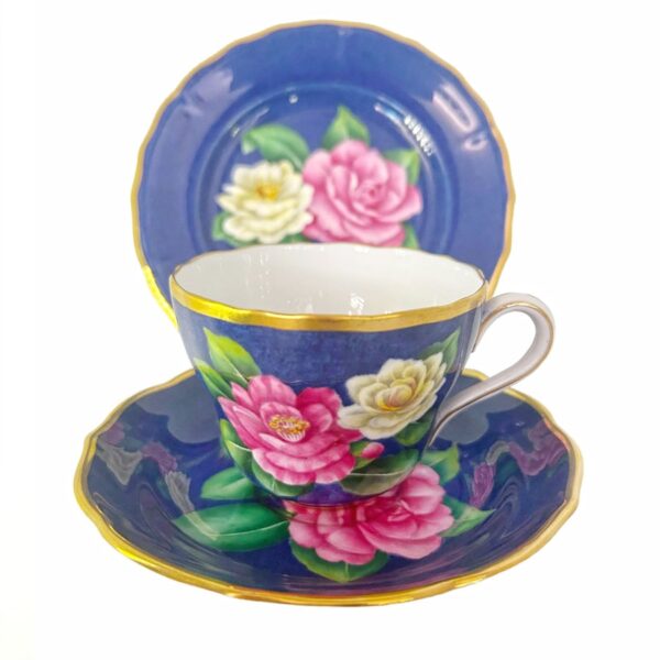 Spode Copeland Hand Painted Tea Trio Pink Herme