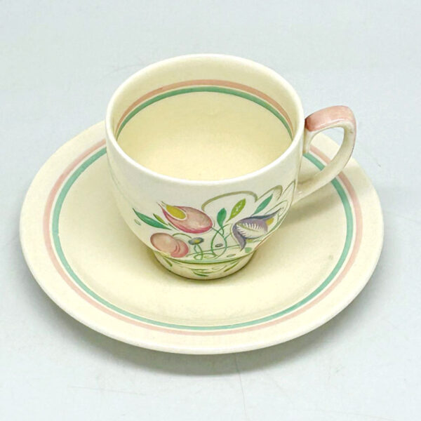 Susie-cooper-banded-Dresden-spray-demitasse-duo-1 Susie Cooper Banded Dresden Spray Demitasse Duo