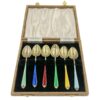 Hallmarked Silver Gilt Enamel Coffee Spoons Birmingham 1937