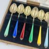 Hallmarked Silver Gilt Enamel Coffee Spoons Birmingham 1937