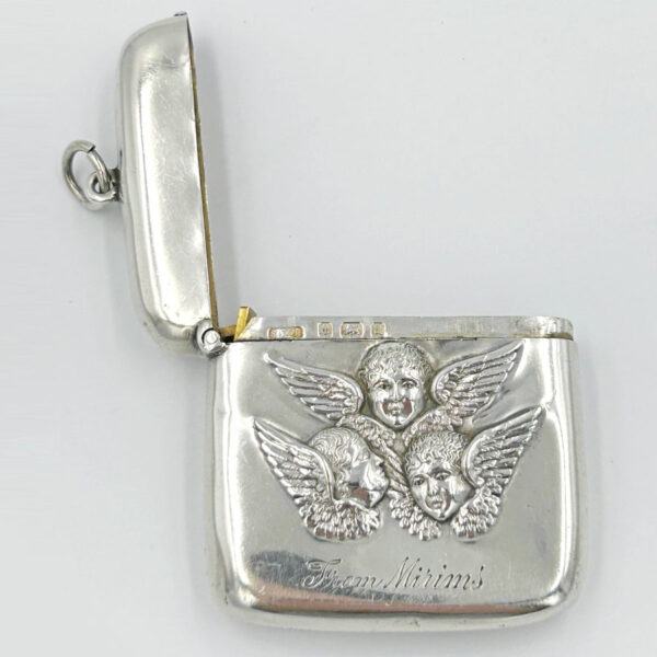Hallmarked Silver Vesta Case Reynolds Angels Birmingham 1900