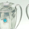 Arts and Crafts Tudric Pair Vases With Enamel Cabochons C1890