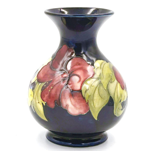 Moorcroft Hibiscus Blue Ground Vase C1955