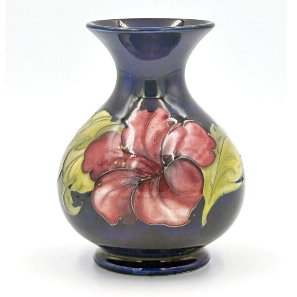 Moorcroft Hibiscus Blue Ground Vase C1955