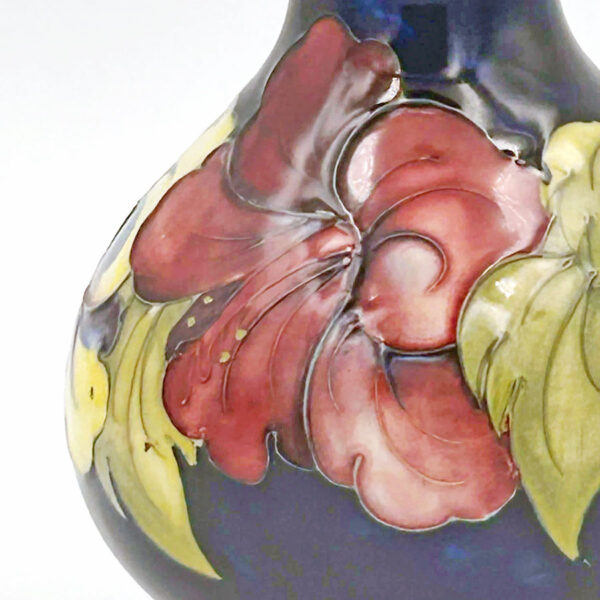 Moorcroft Hibiscus Blue Ground Vase C1955