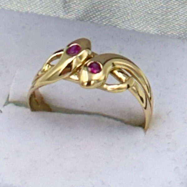 14ct Gold And Ruby Snake Ring