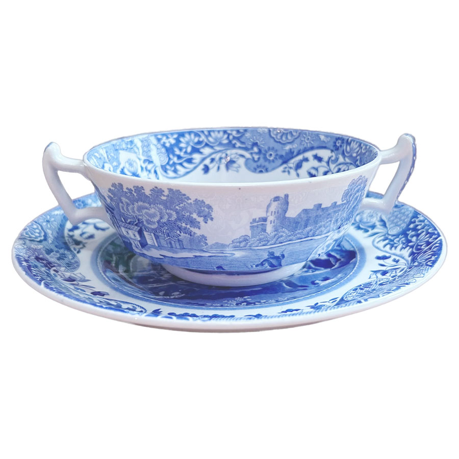 Copeland Spode Blue Italian Soup Coupe and Plate Clyde on 4th