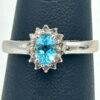 14ct White Gold Diamond and Topaz Ring