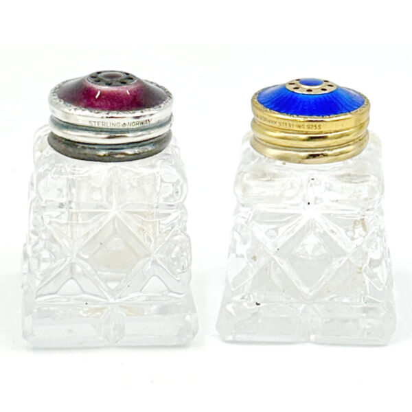 David Anderson Pair Silver And Enamel Salt and Pepper Cellars