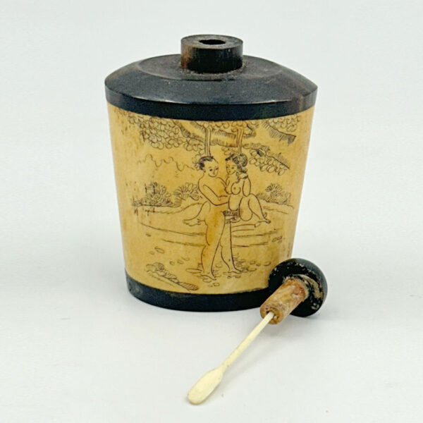 Antique Chinese Erotica Bone and Wood Snuff Bottle