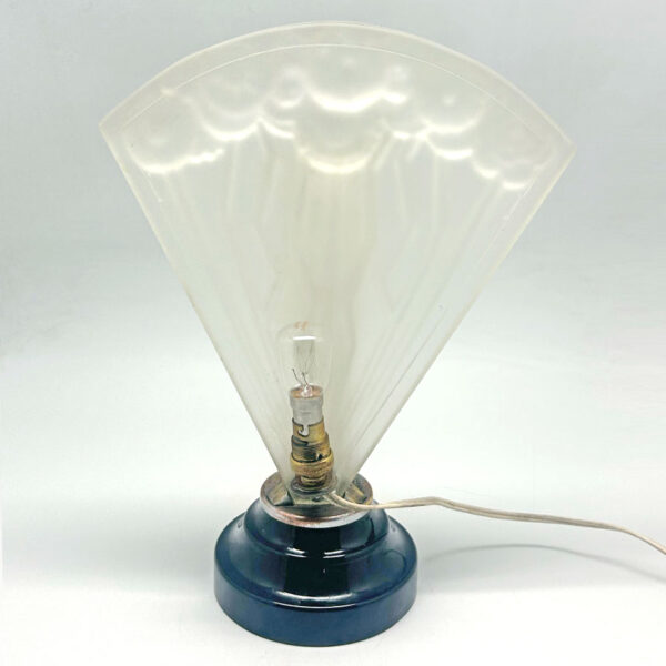 Art Deco Moulded Frosted Glass Lady With Fan Lamp C1930
