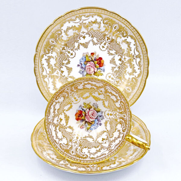 Aynsley Cabbage Rose 21 Piece Tea Set Signed Bailey